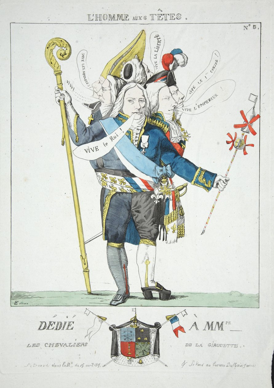 LHomme aux 6 Tetes, pub. 1815 (el renkli gravür) by Ferdinand Victor Eugene Delacroix