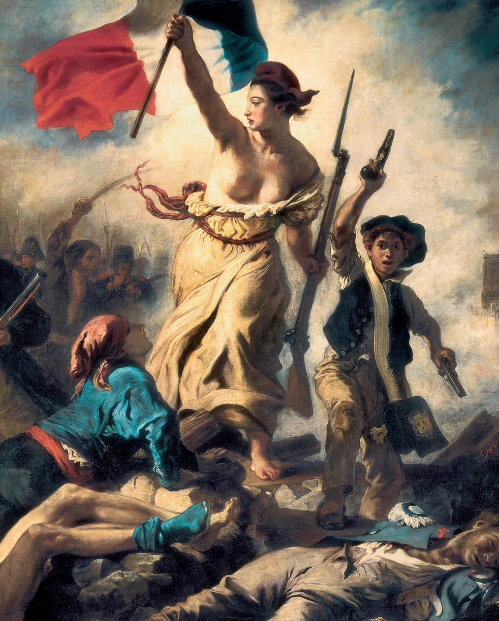 Halka Önderlik Eden Özgürlük, 28 Temmuz 1830, c.1830-31 (detay) (tuval üzerine yağlı boya) by Ferdinand Victor Eugene Delacroix