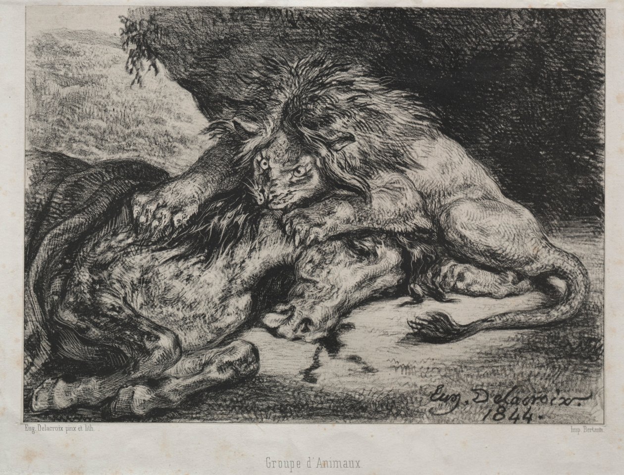 Atı Yiyen Aslan, 1844. by Ferdinand Victor Eugene Delacroix