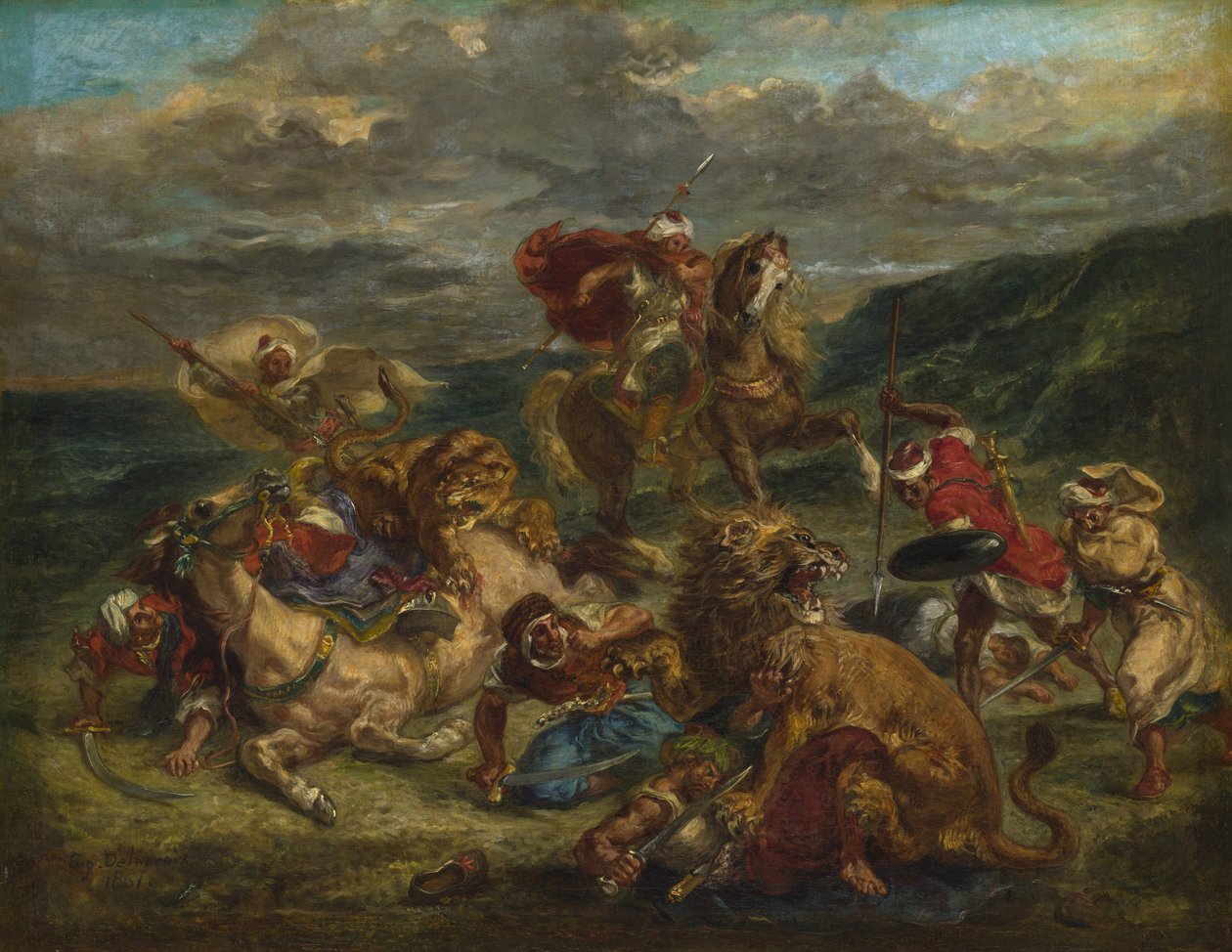 Aslan Avı, 1860-61 by Ferdinand Victor Eugene Delacroix