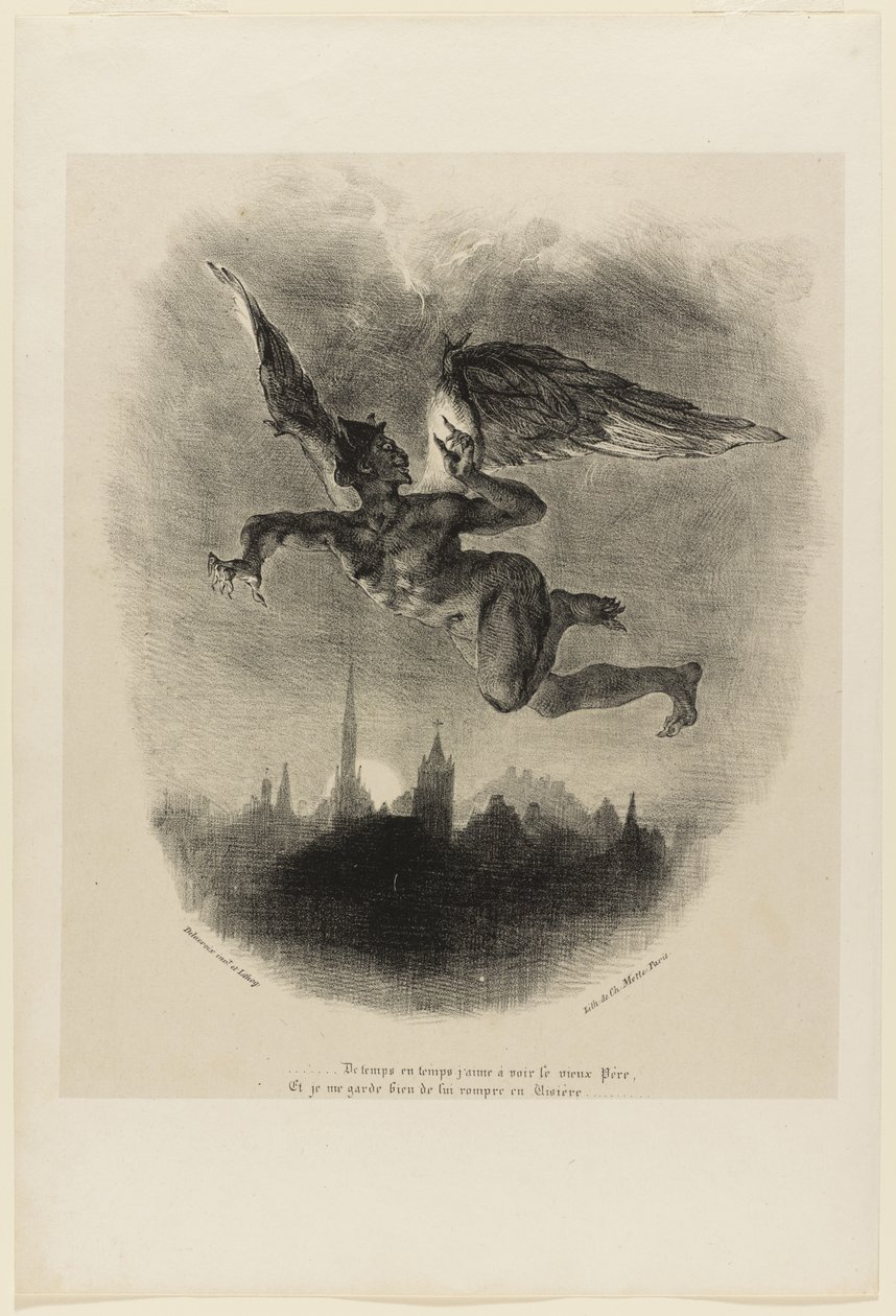 Mefistofeles havada (Faust'tan ön cephe) by Ferdinand Victor Eugene Delacroix