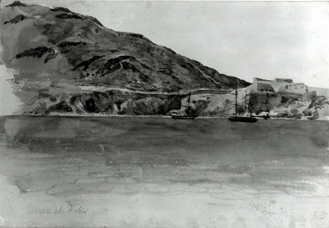 Mers El-Kebir, Cezayir (kağıt üzerinde wc) (bw fotoğraf) by Ferdinand Victor Eugene Delacroix