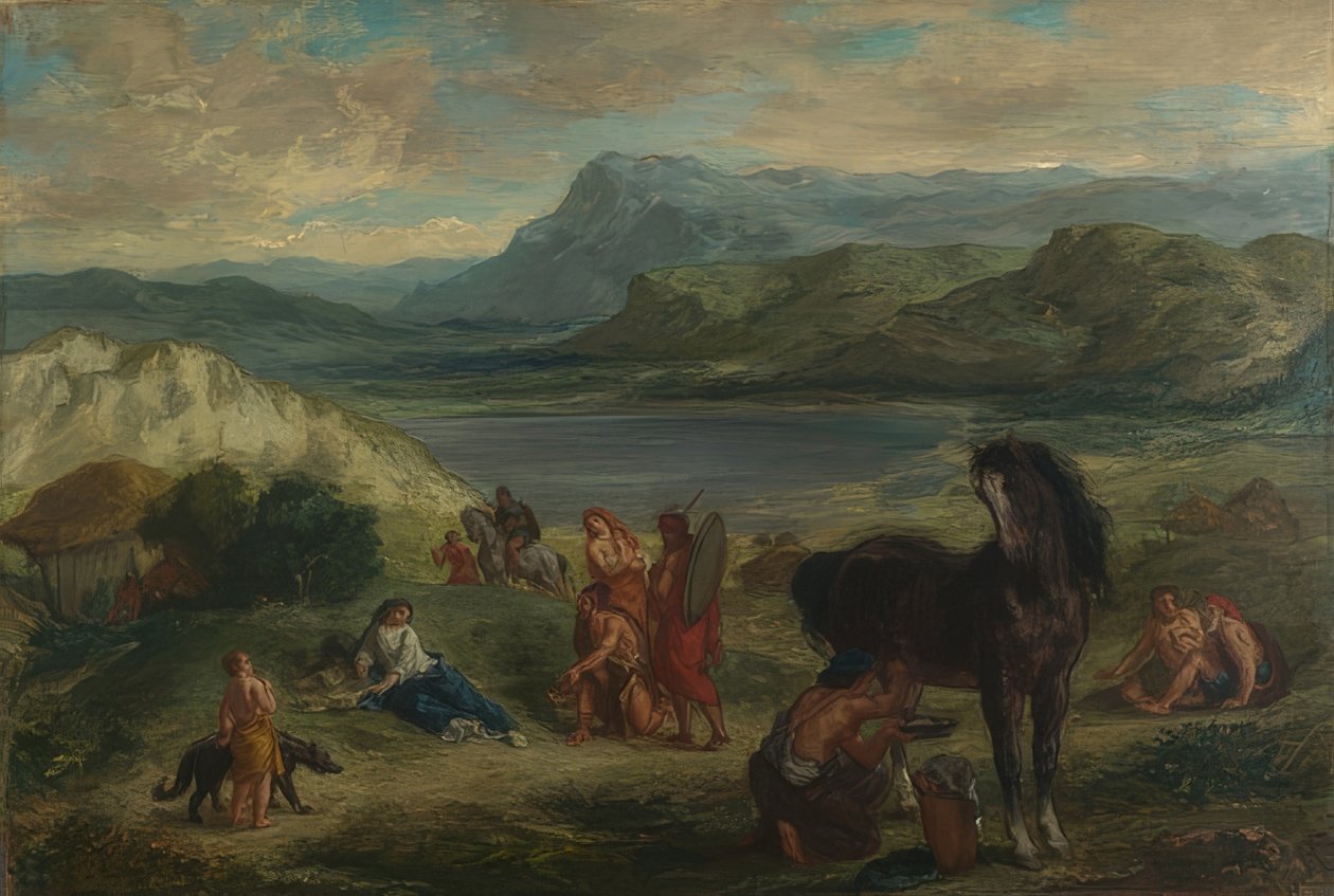 İskitler arasında Ovidius. 1859 by Ferdinand Victor Eugene Delacroix