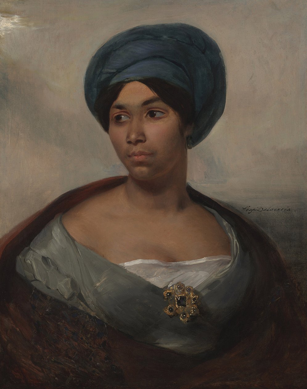 Mavi Sarıklı Kadın Portresi, 1827 dolayları (tuval üzerine yağlı boya) by Ferdinand Victor Eugene Delacroix