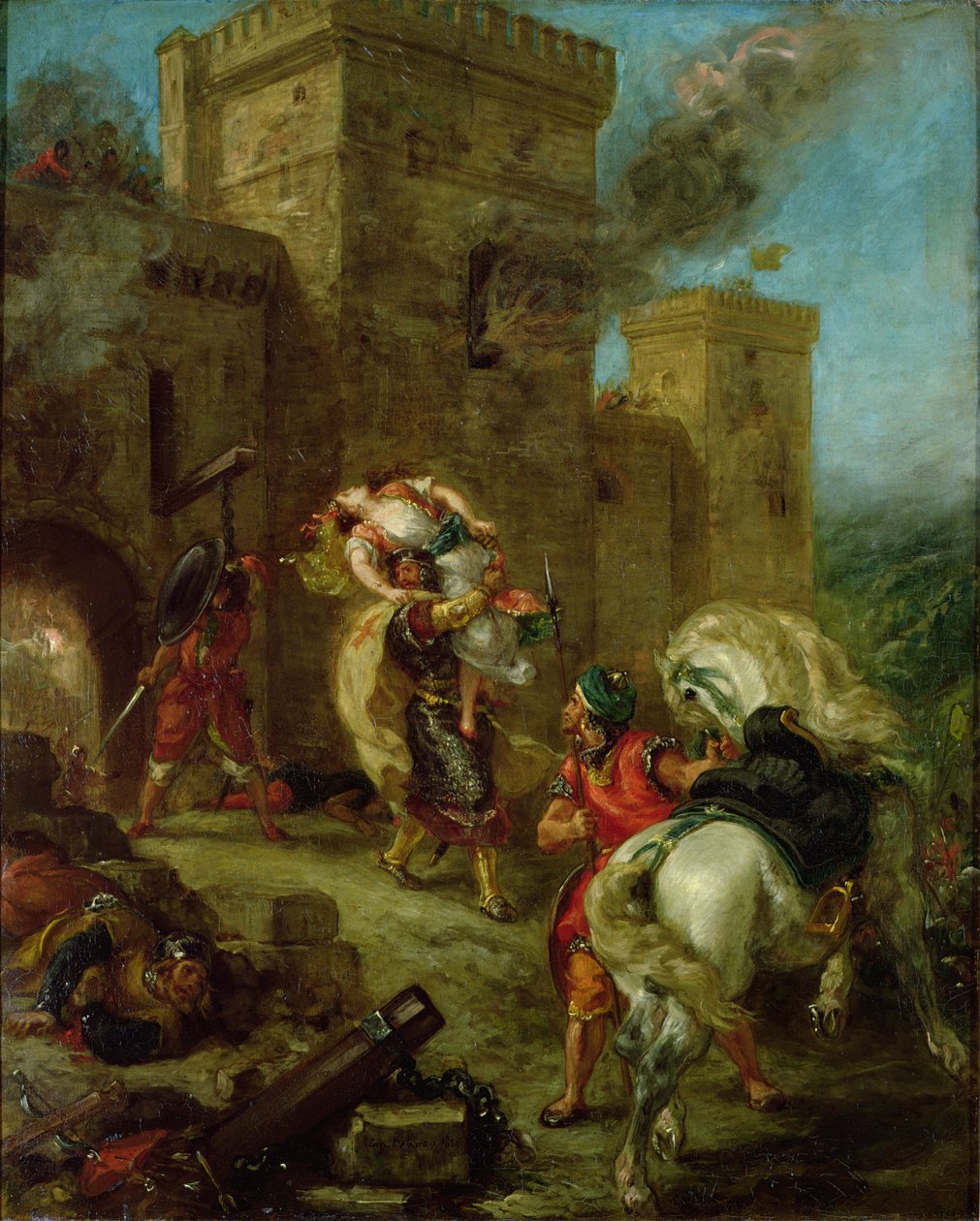 Tapınak Şövalyeleri Tarafından Kaçırılan Rebecca, Sir Brian de Bois-Guilbert by Ferdinand Victor Eugene Delacroix