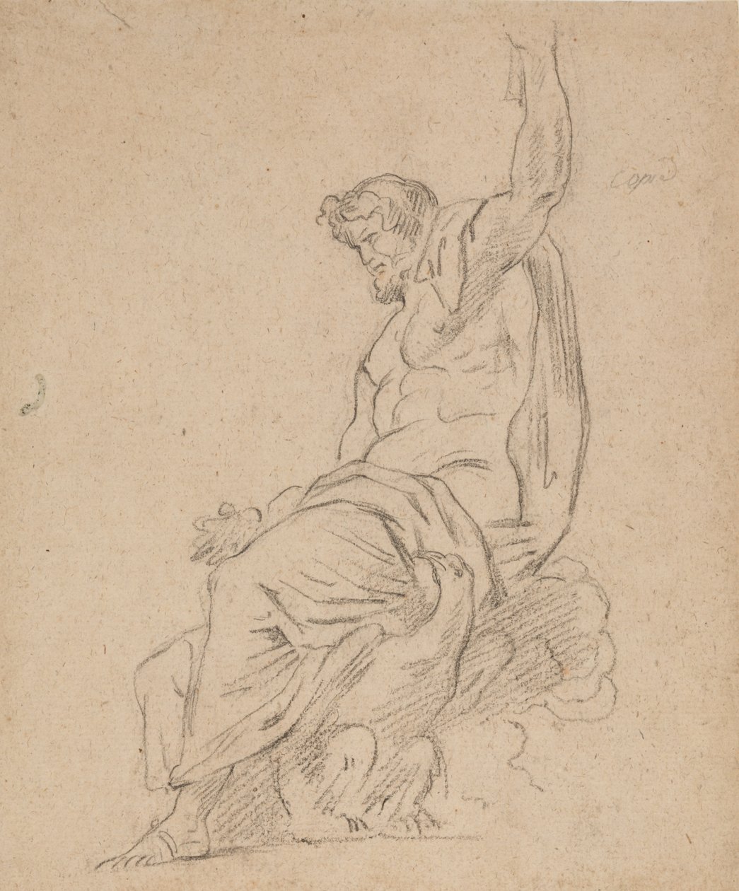 Recto : Sol eliyle uzanarak bir kartalın üzerinde oturan, muhtemelen Jüpiter'e ait bir adam figürü by Ferdinand Victor Eugene Delacroix