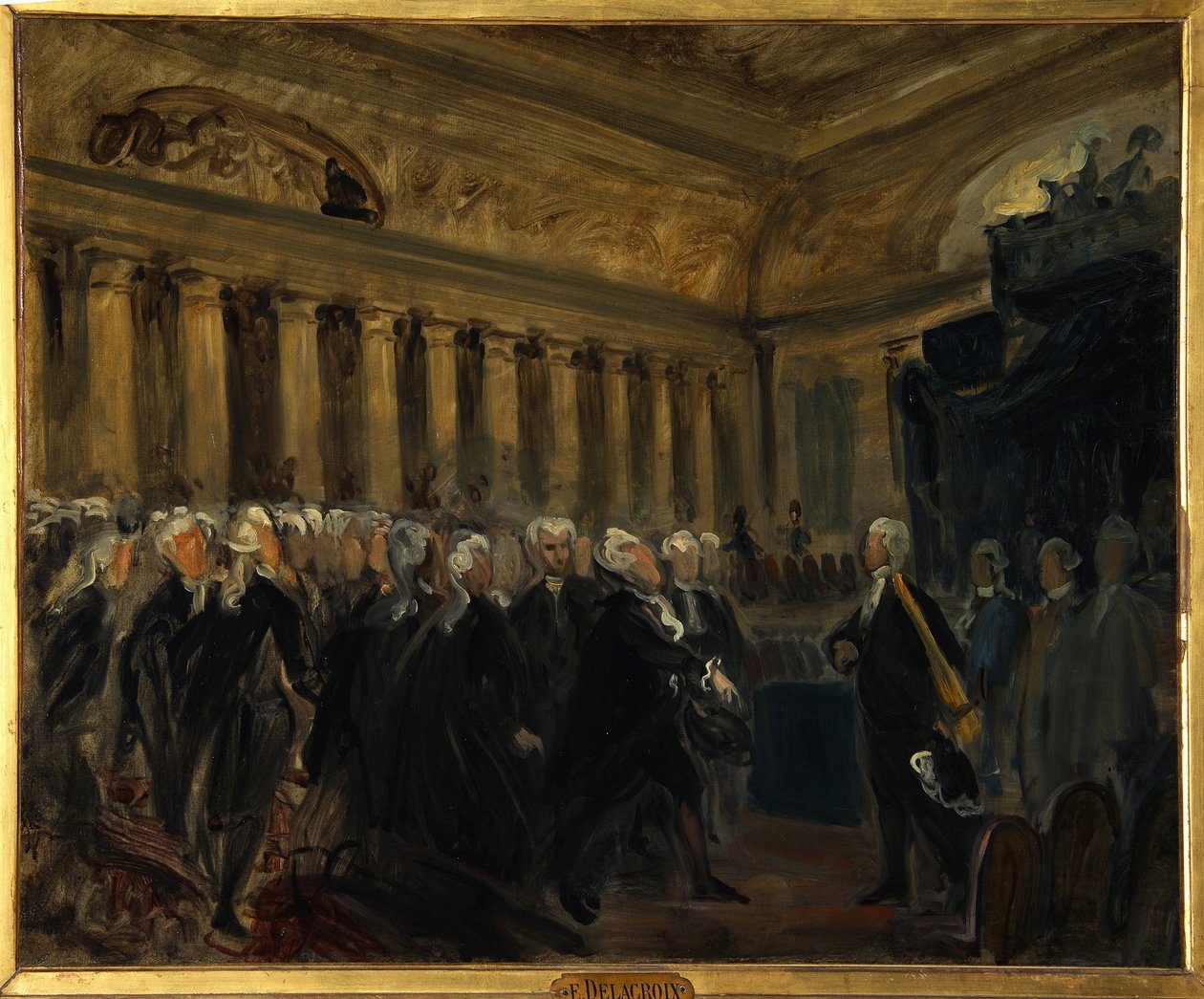 Fransız Devrimi, 1789 Kurucu Meclisi: Honore Gabriel (Honore-Gabriel) Riqueti, Comte de Mirabeau (1749-1791), Monsieur de Henri Evrard (Henri-Evrard), Marquis de Dreux Breze (Dreux-Breze) (1762-1829) (Milletvekilleri Meclisi sırasında, by Ferdinand Victor Eugene Delacroix