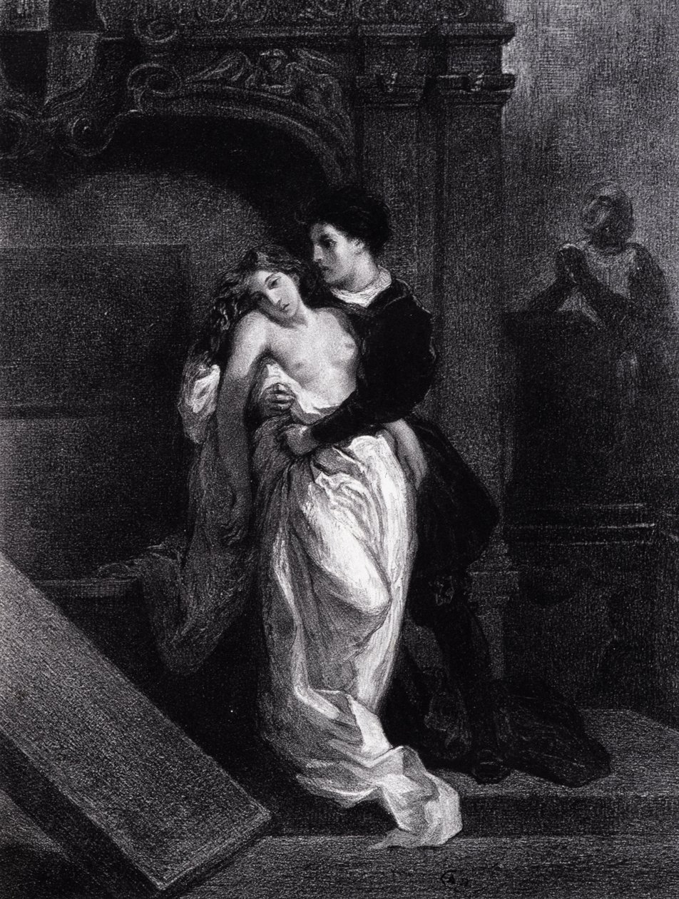 Móttaka sem horfir í gegnum lykilholu - teikning eftir Daumier, n.d. 19. by Ferdinand Victor Eugene Delacroix