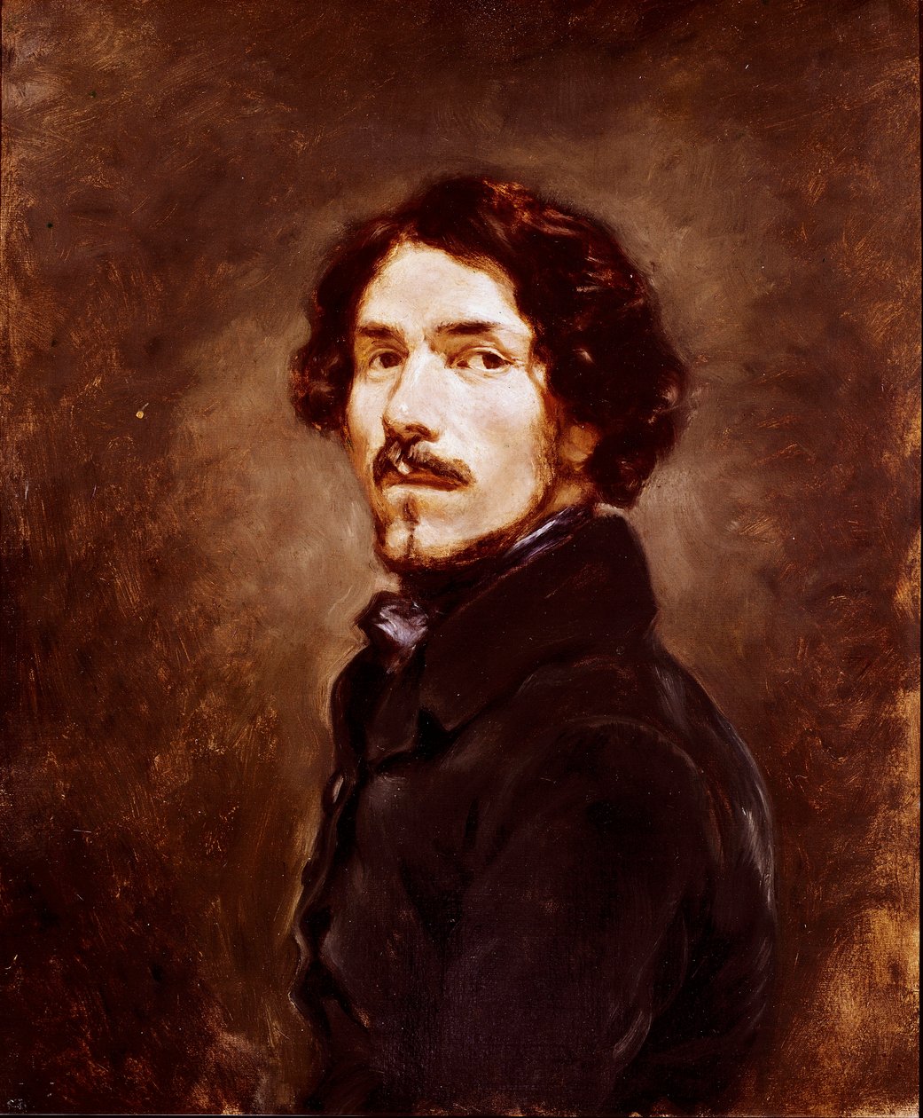 44 yaşında otoportre Eugene Delacroix (1798-1863) tarafından 1842 dolaylarında Floransa, Galleria degli Uffizi (Ofisler) by Ferdinand Victor Eugene Delacroix