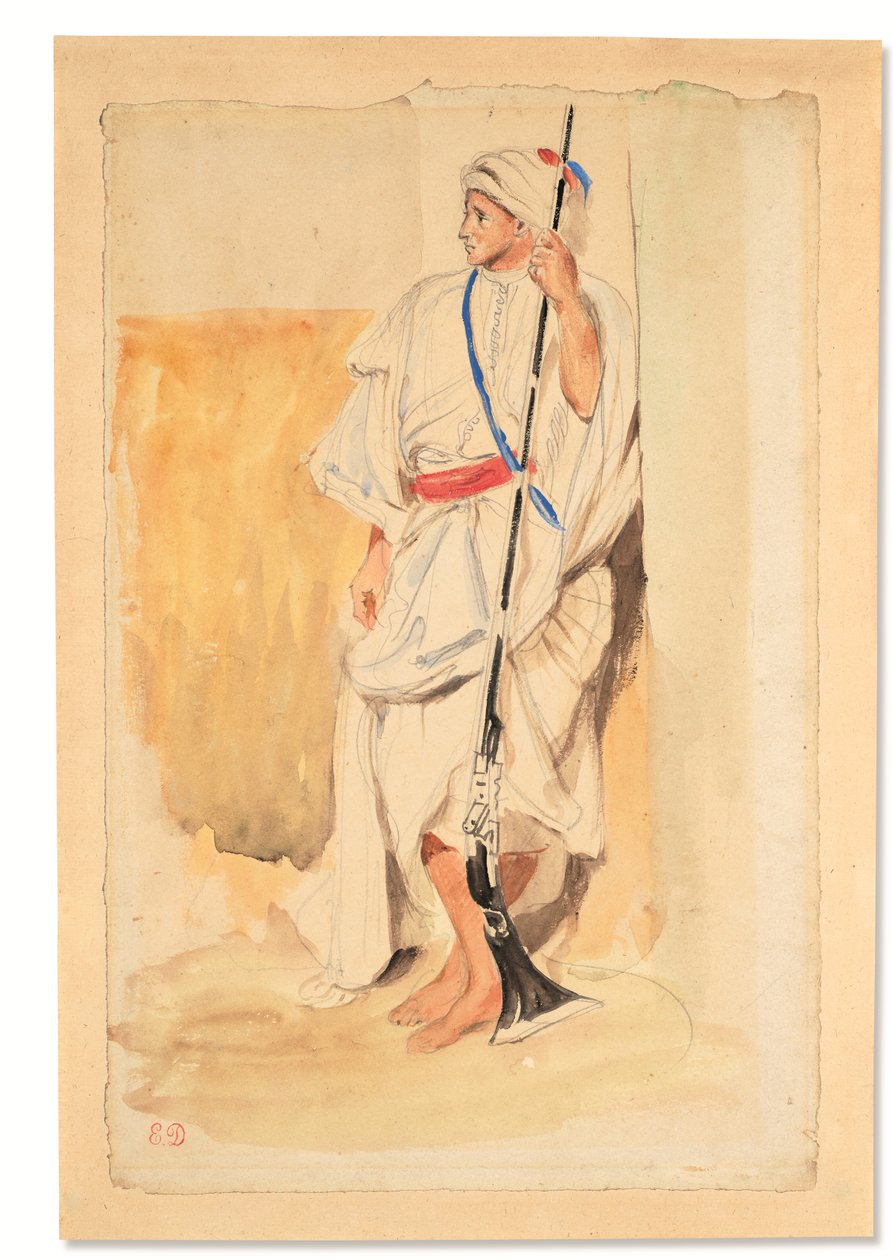 Ayakta Arap (kağıt üzerine suluboya ve guaj) by Ferdinand Victor Eugene Delacroix