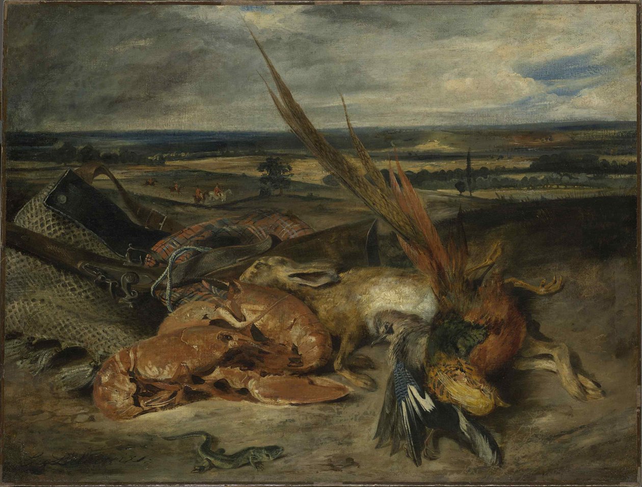 Bir Istakoz ile Natürmort, 1827. by Ferdinand Victor Eugene Delacroix