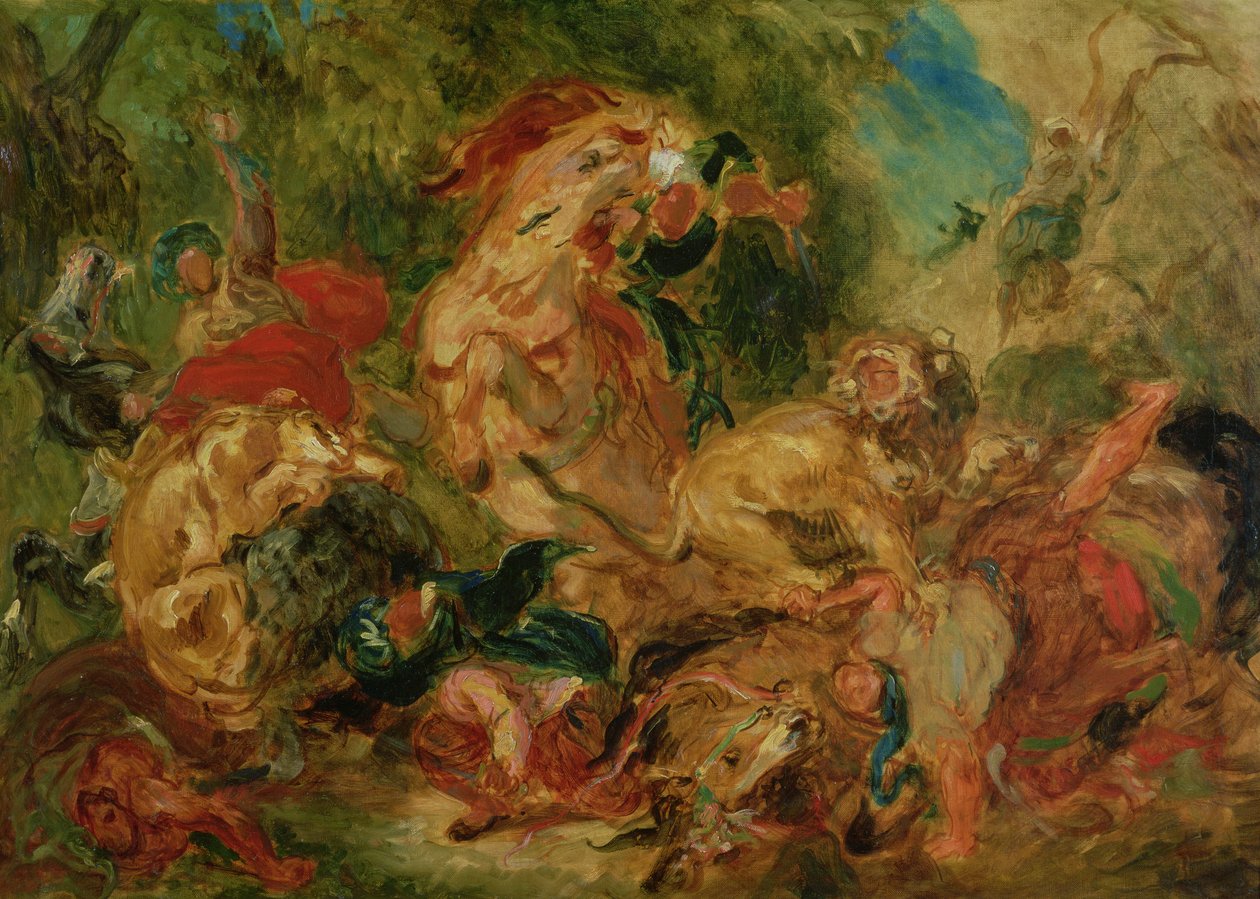 Aslan Avı Çalışması, 1854 by Ferdinand Victor Eugene Delacroix