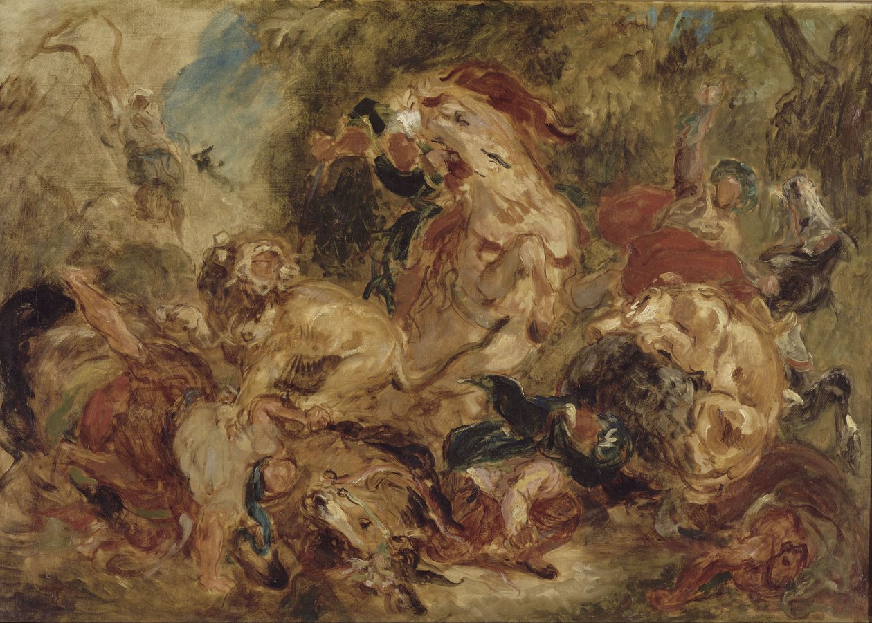 Aslan Avı, yaklaşık 1854 by Ferdinand Victor Eugene Delacroix