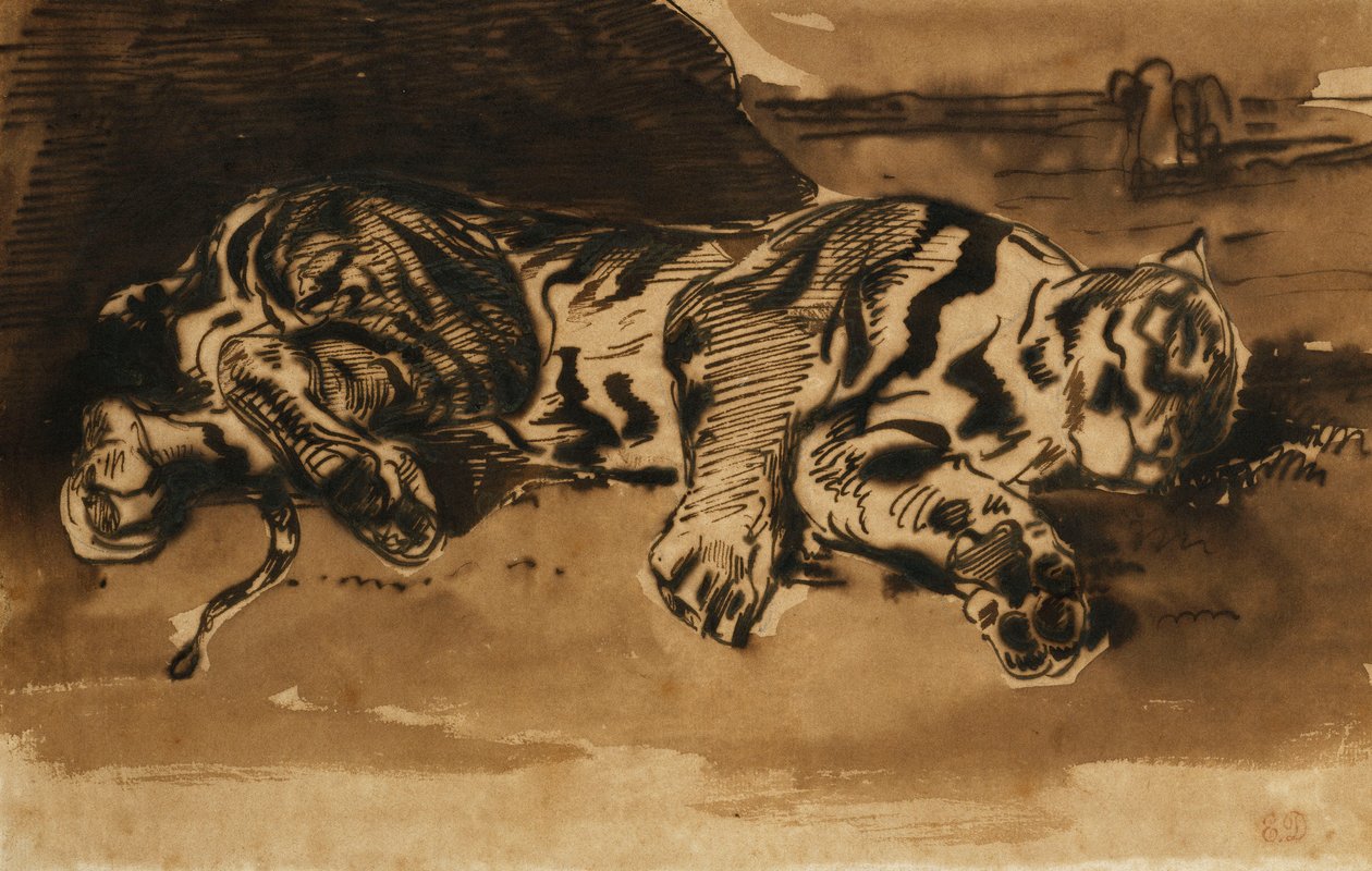 Yatan Kaplan; Kaplan Kanepe, 1858 by Ferdinand Victor Eugene Delacroix