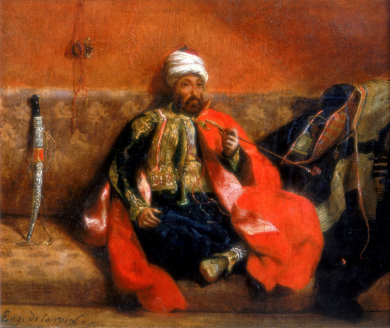 Kanepede Oturan Türk Sigara İçiyor, 19. yüzyıl by Ferdinand Victor Eugene Delacroix