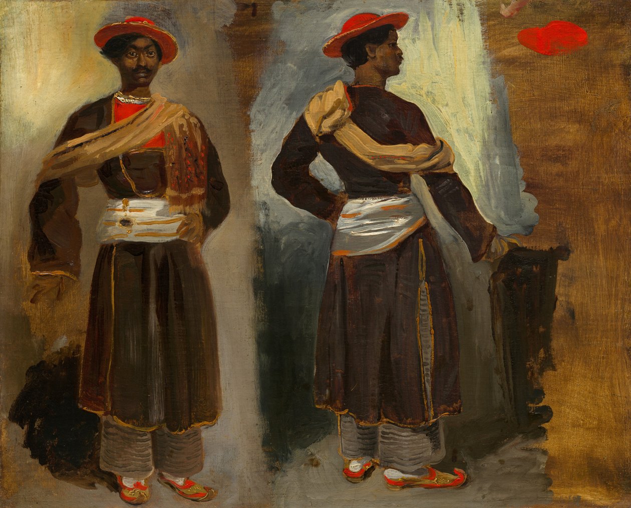 Kalküta'dan Daimi Bir Kızılderili Üzerine İki Çalışma , c. 1823-24 (tuval üzerine yağlı boya) by Ferdinand Victor Eugene Delacroix