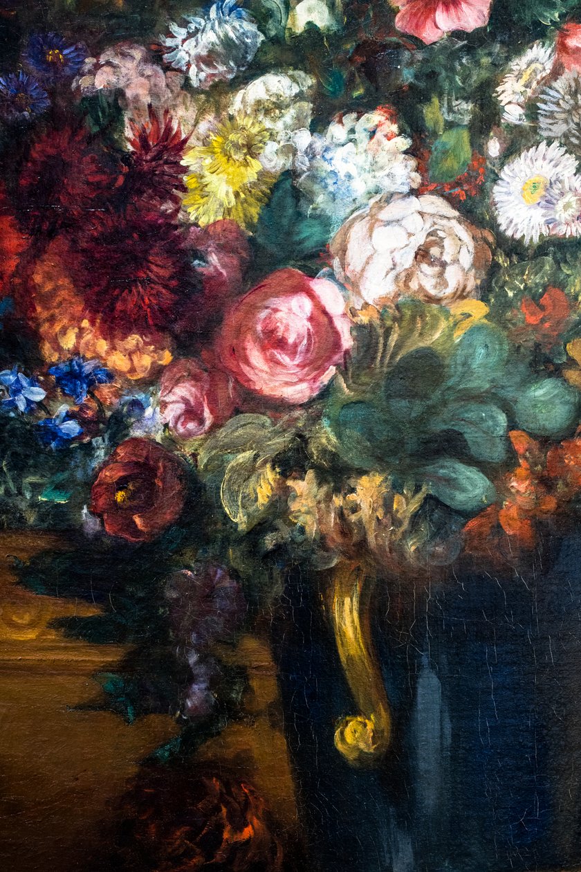 Konsol üzerinde çiçek vazosu, detay by Ferdinand Victor Eugene Delacroix