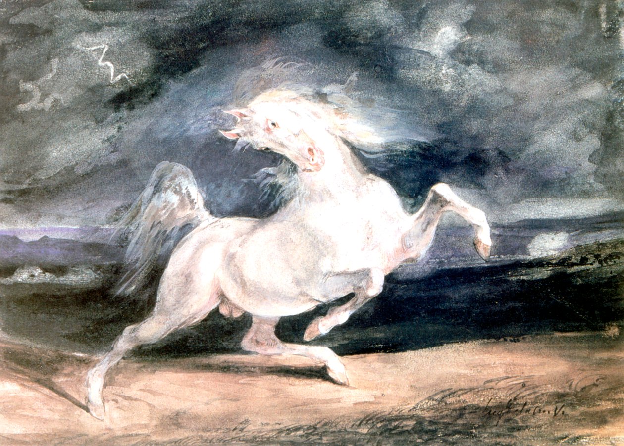 Beyaz At, 19. yüzyıl by Ferdinand Victor Eugene Delacroix
