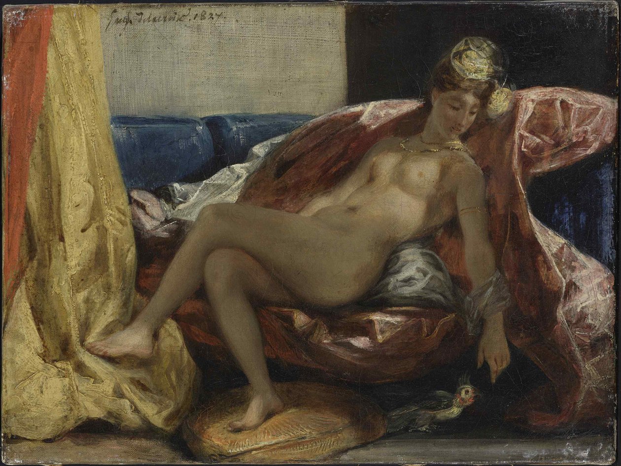Papağanlı Kadın, 1826 ve 1828 Arası. by Ferdinand Victor Eugene Delacroix