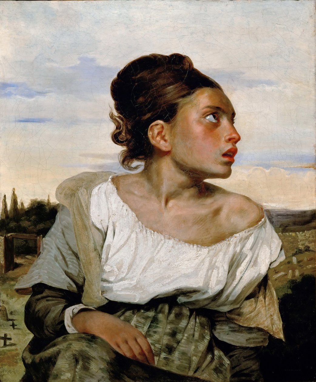 Mezarlıkta Yetim Genç Kız by Ferdinand Victor Eugene Delacroix