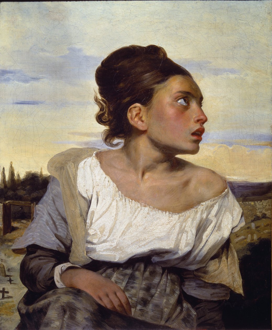 Mezarlıkta genç yetim - tuval üzerine yağlıboya by Ferdinand Victor Eugene Delacroix