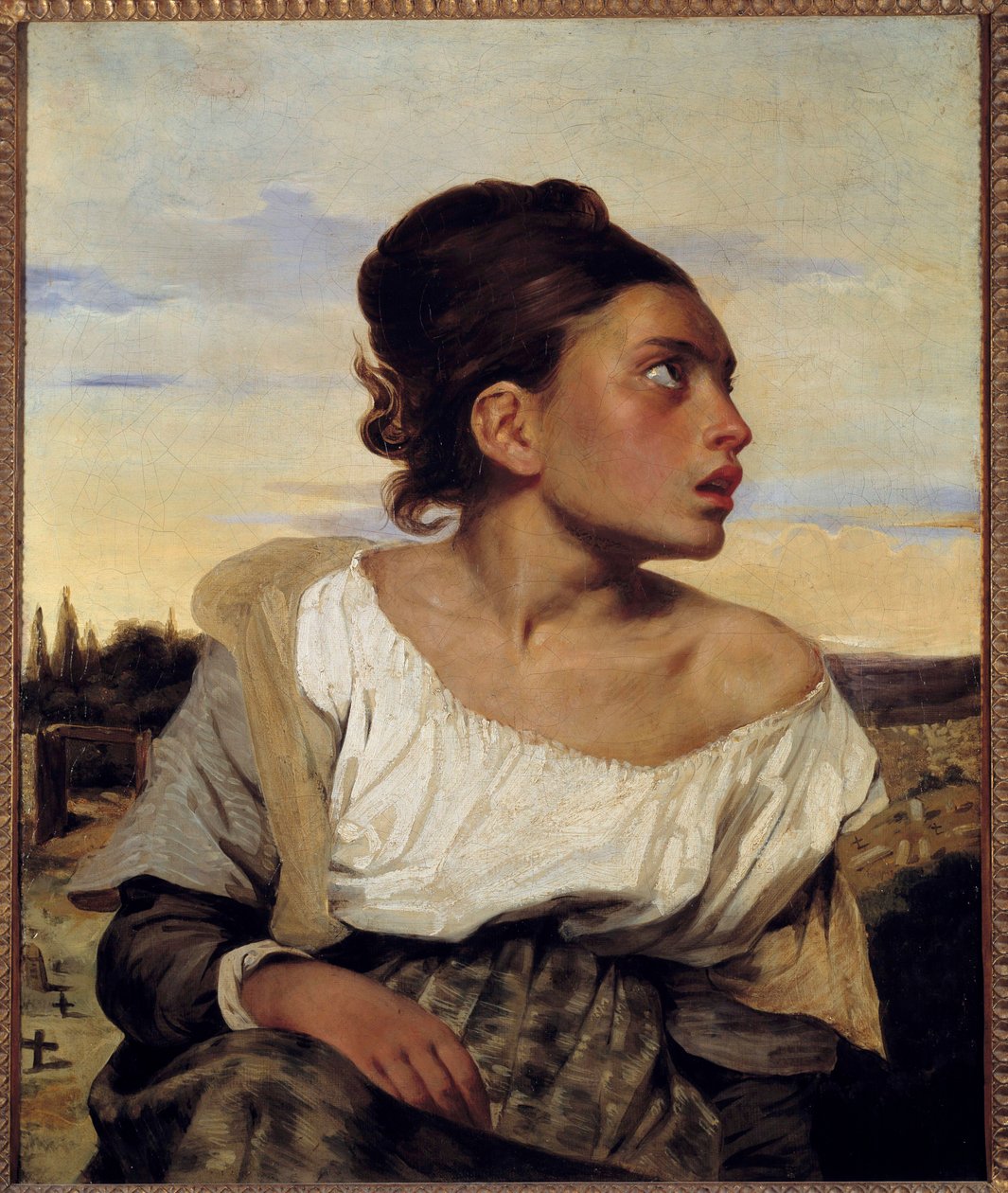 Mezarlıkta genç yetim Resim Eugene Delacroix (1798-1863) 1824 Güneş. 0,65x0,54 m by Ferdinand Victor Eugene Delacroix