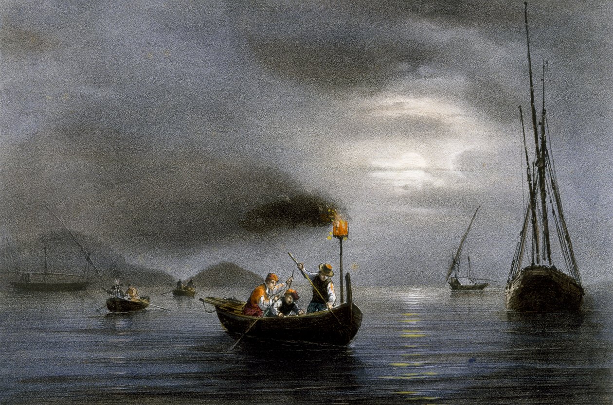 Balıkçı lambasıyla gece balıkçılığı, Ferdinand Perrot