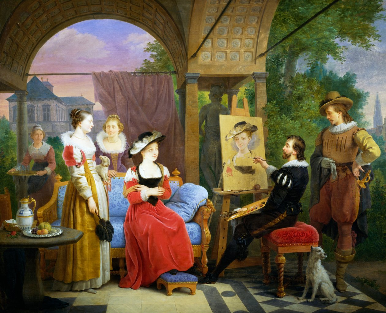Rubens, stüdyosunda hasır şapkayı boyarken by Ferdinand de Braekeleer