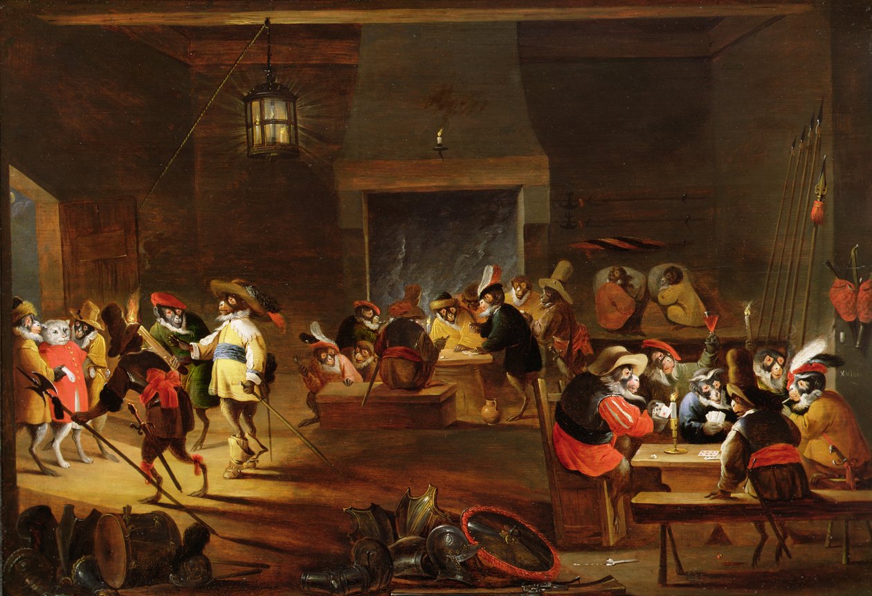 Tavernadaki Maymunlar (detay için bkz. 92084) by Ferdinand van Kessel
