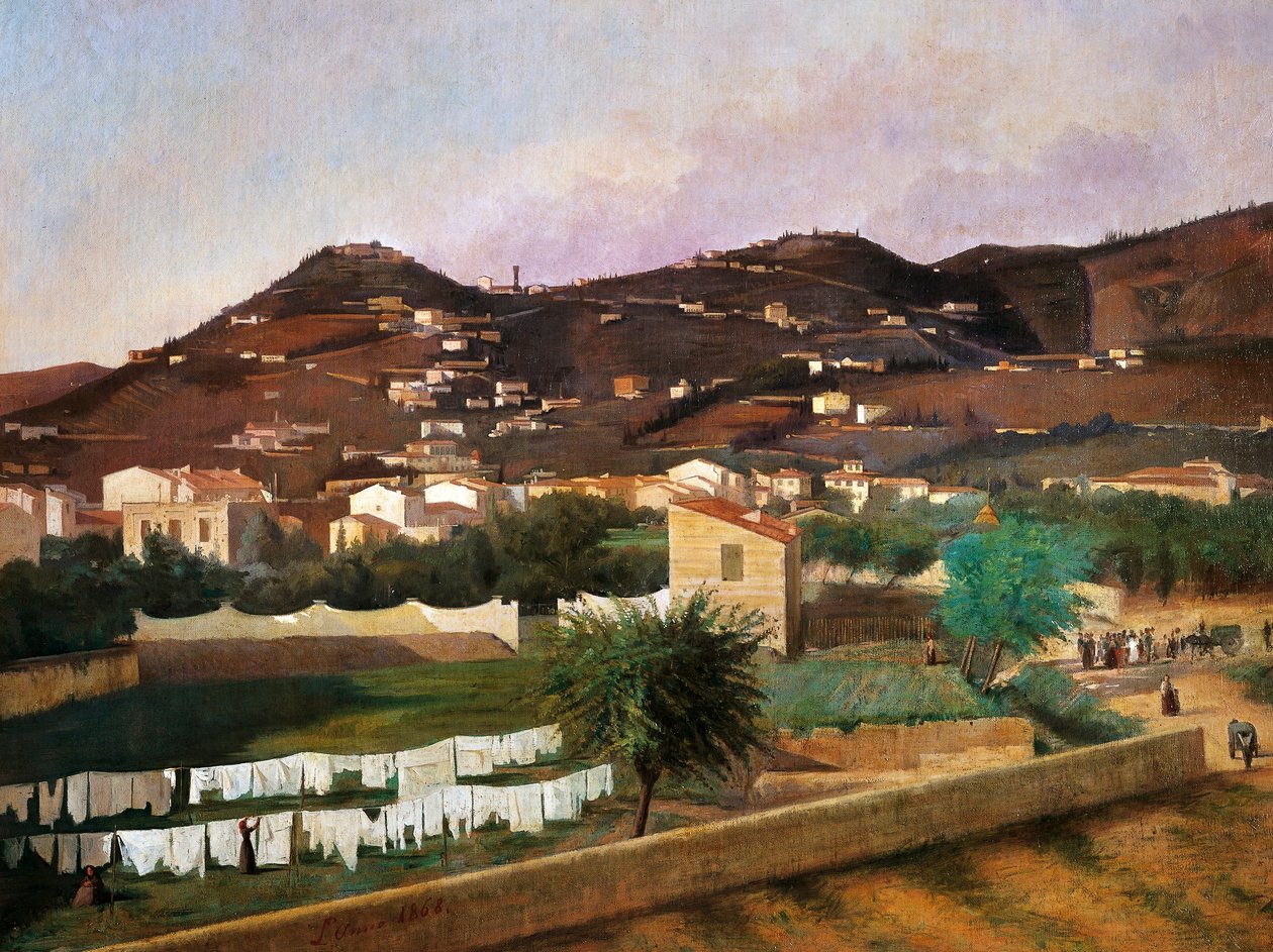 Fiesole Tepesi Görünümü, Ferdinando Buonamici (1820-92), tuval üzerine yağlıboya, 88x119 cm by Ferdinando Buonamici