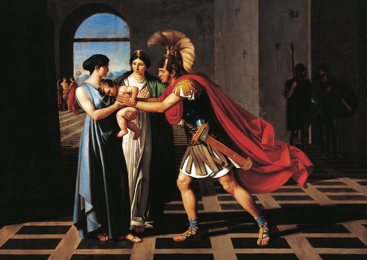 Andromache, Scaean Kapısında Hector'u yakalıyor by Ferdinando Castelli