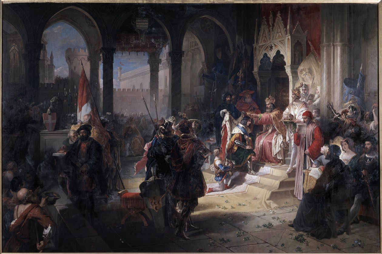 Amedee VIII the Pacific (Amedeo VIII il pacifico) (1383-1451), 19/02/1416 tarihinde Kutsal İmparatorluk İmparatoru I. Sigismund tarafından Ferdinando Cavalleri (1794-1865) Chateau ( Castello) di Aglie, İtalya. by Ferdinando Cavalleri