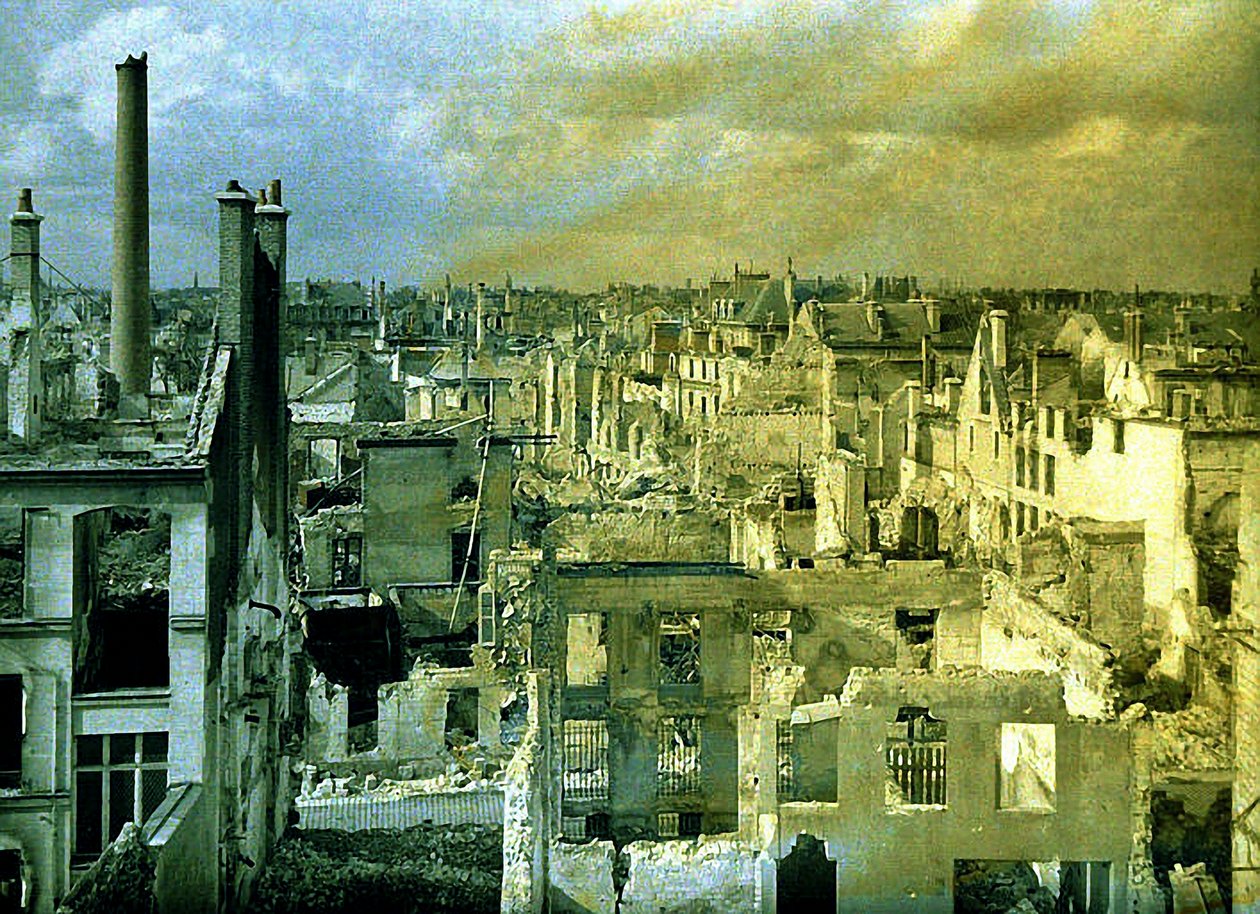 Şehir kalıntılarının panoraması, Reims, Marne, Fransa, 1917 (otokrom) by Fernand Cuville