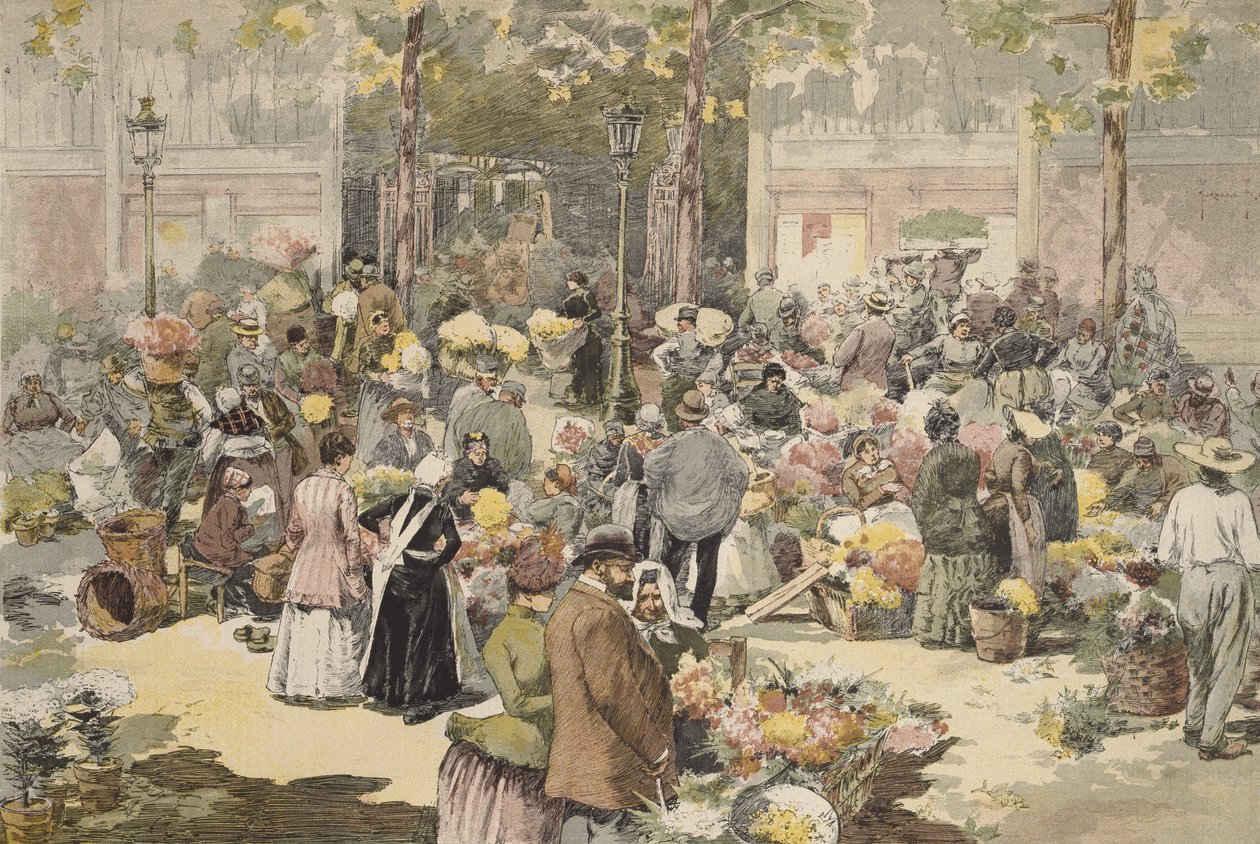 Çiçek pazarı, Paris, 1886 by Fernand Fau