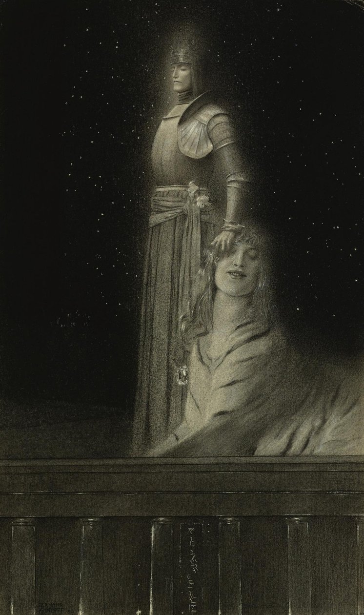 Avec Verhaeren: Verhaeren ile Un Ange: Bir Melek, 1889. by Fernand Khnopff