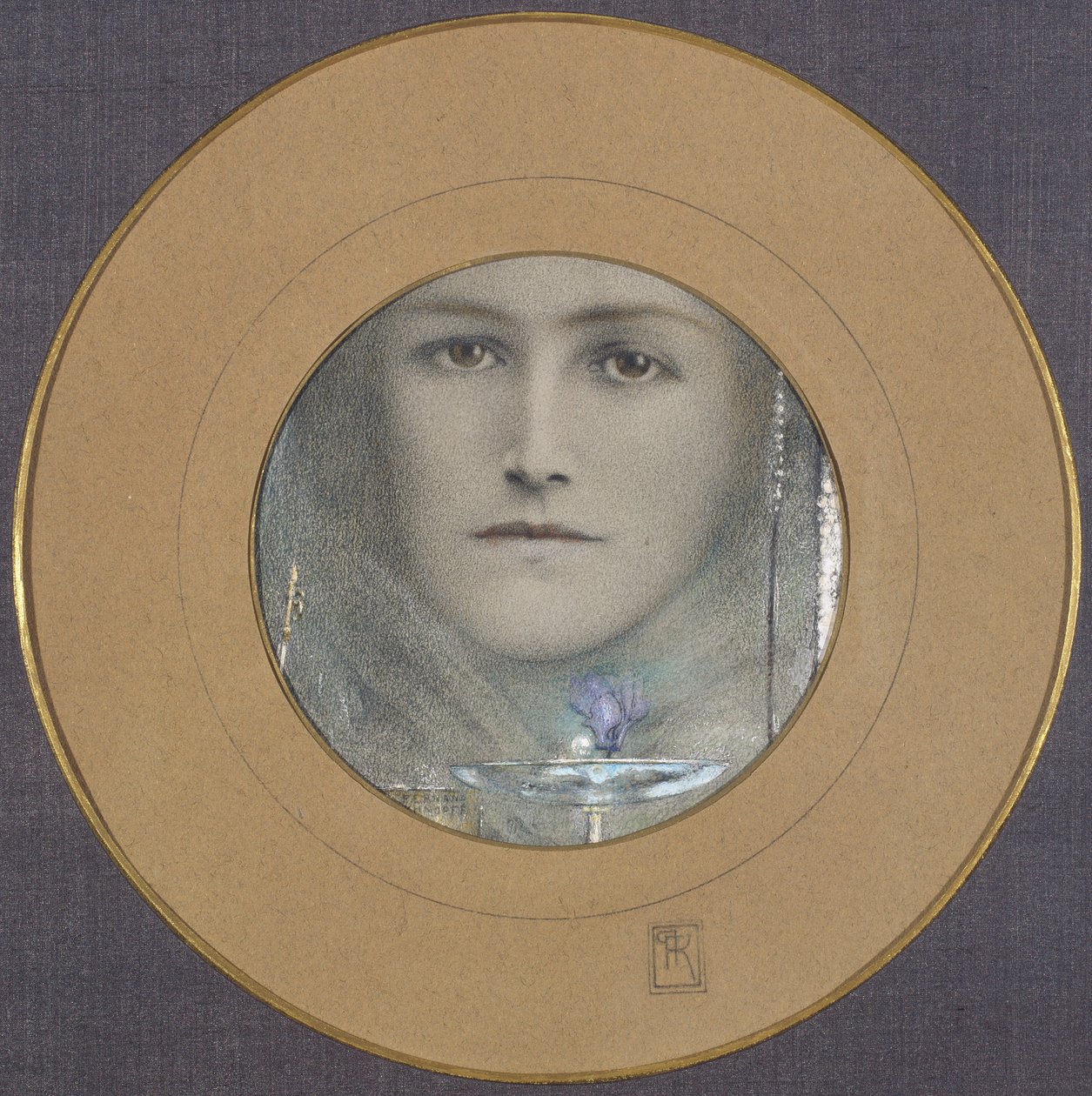 Kahverengi Gözler ve Mavi Çiçek by Fernand Khnopff