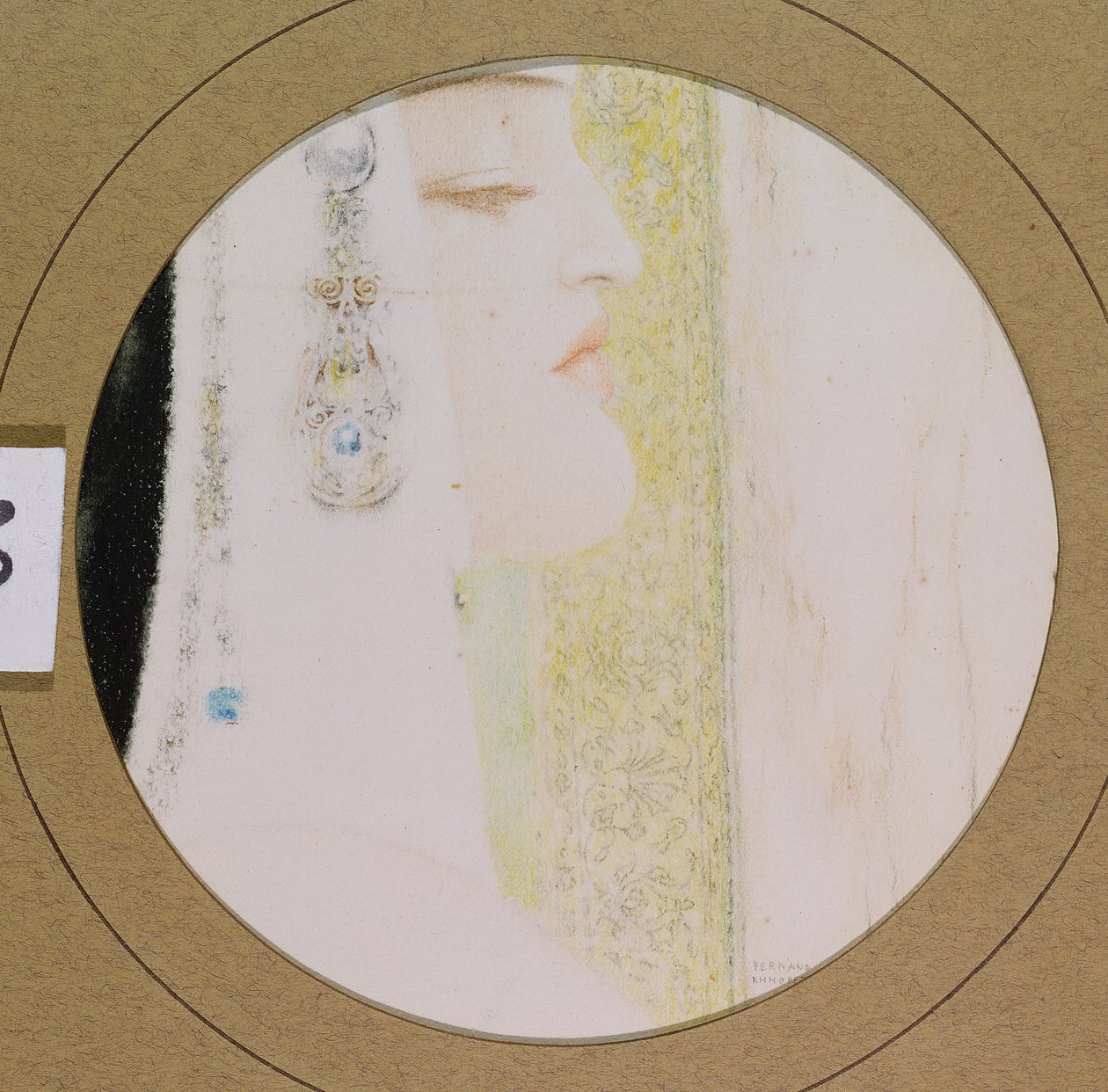 Bir Kadının Başı, c.1908 (kağıt üzerinde pastel) by Fernand Khnopff