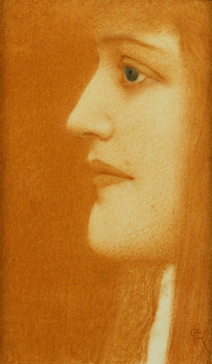 Profildeki Kadının İncelenmesi, 1910 by Fernand Khnopff