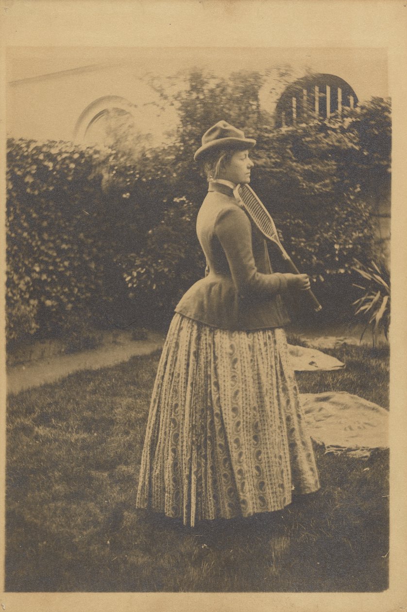 Tenis Raketli Kadın, "Anılar Çalışması, c.1889 (jelatin gümüş baskı) by Fernand Khnopff