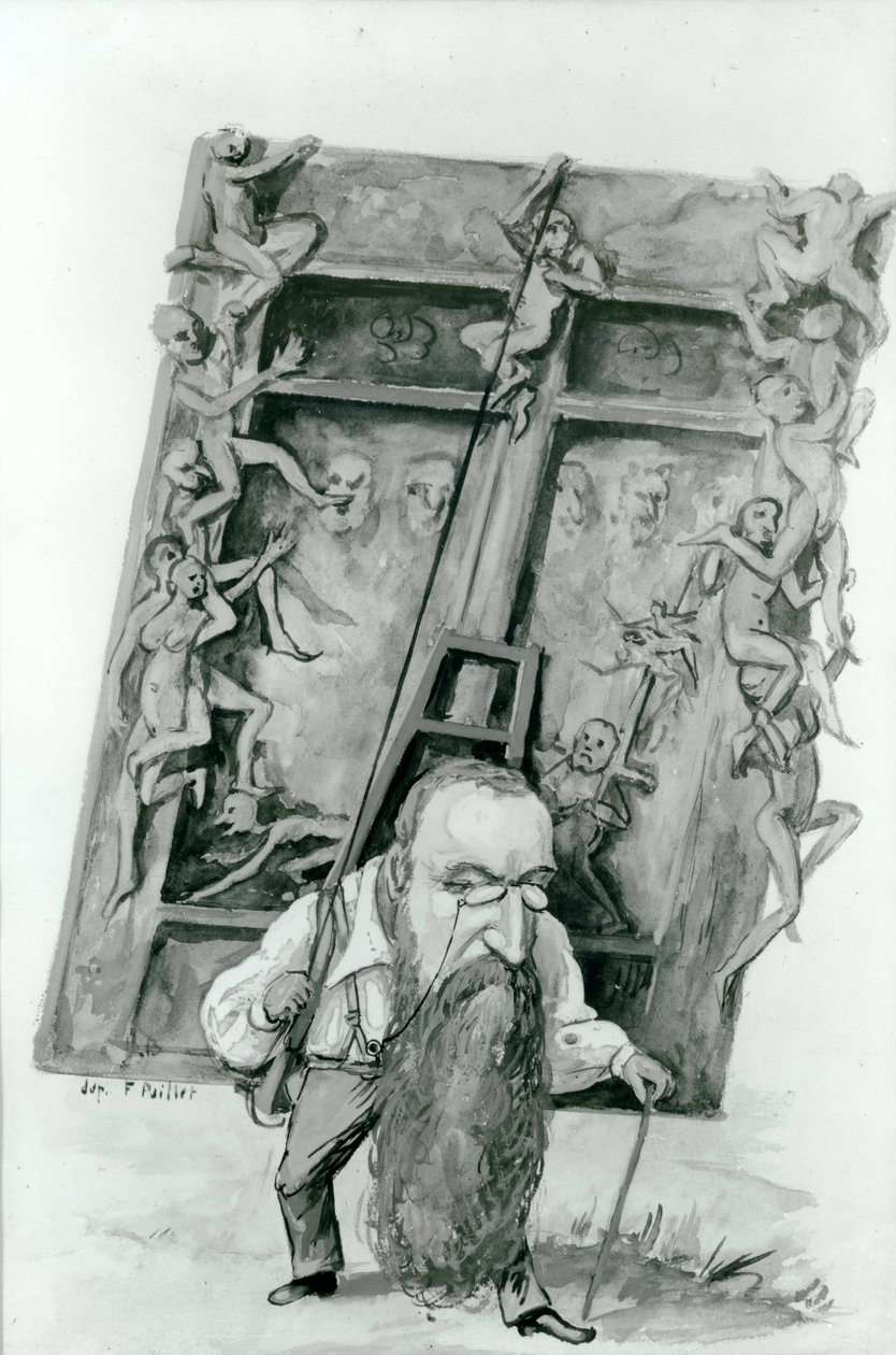 Cehennemin kapılarını taşıyan Auguste Rodin portresi (kağıt üzerinde wc) by Fernand Paillet