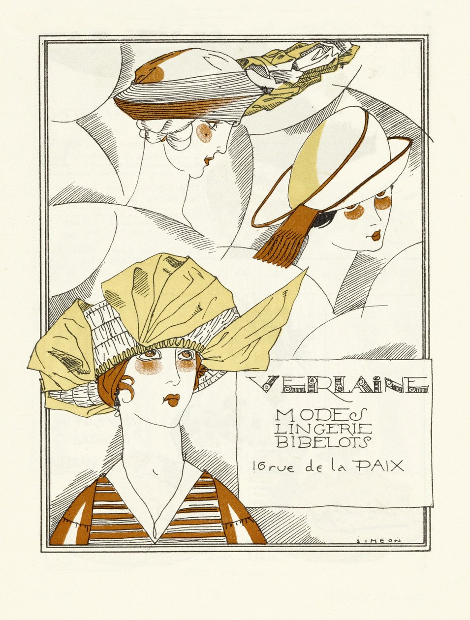 Verlaine, Modes, Lingerie, Biblolar, pub için reklam. 1914 (kalıp baskısı) by Fernand Siméon