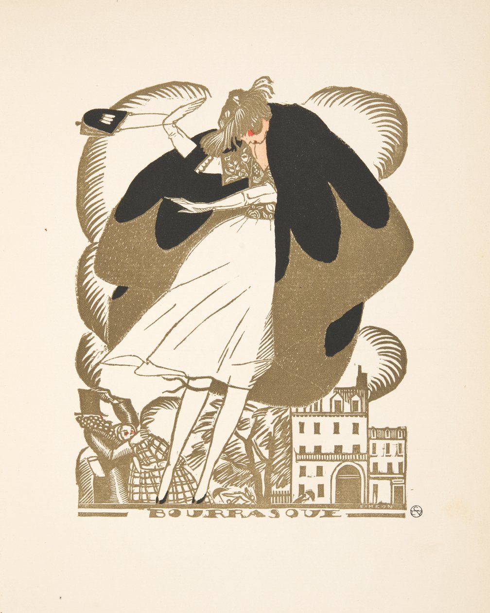 Moda Plakaları Koleksiyonundan Bourrasque, 1920 (pochoir baskı) by Fernand Siméon