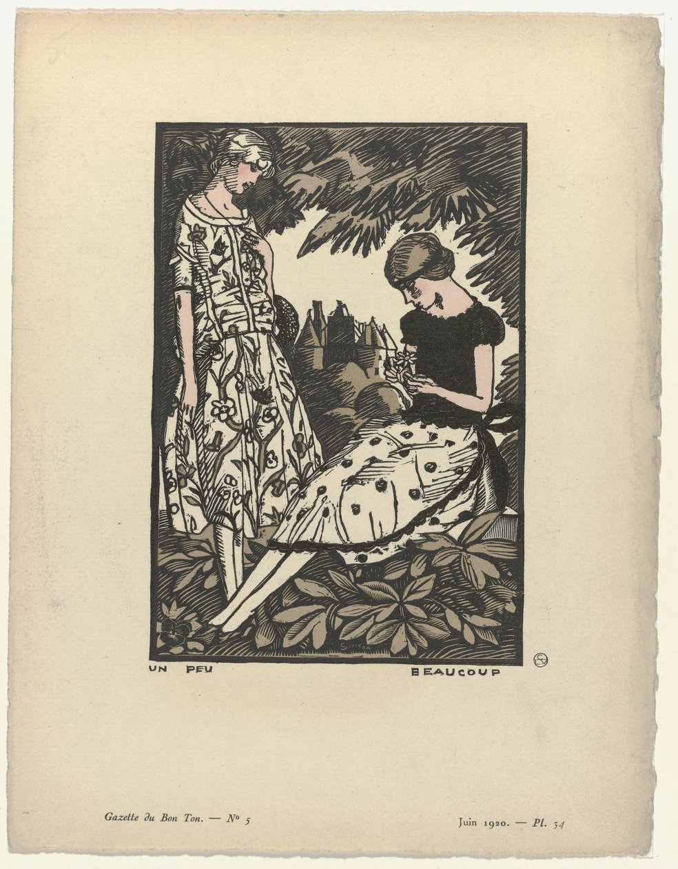 Gazette du Bon Ton, 1920 - No. 5, Pl. 34: Biraz fazla by Fernand Siméon