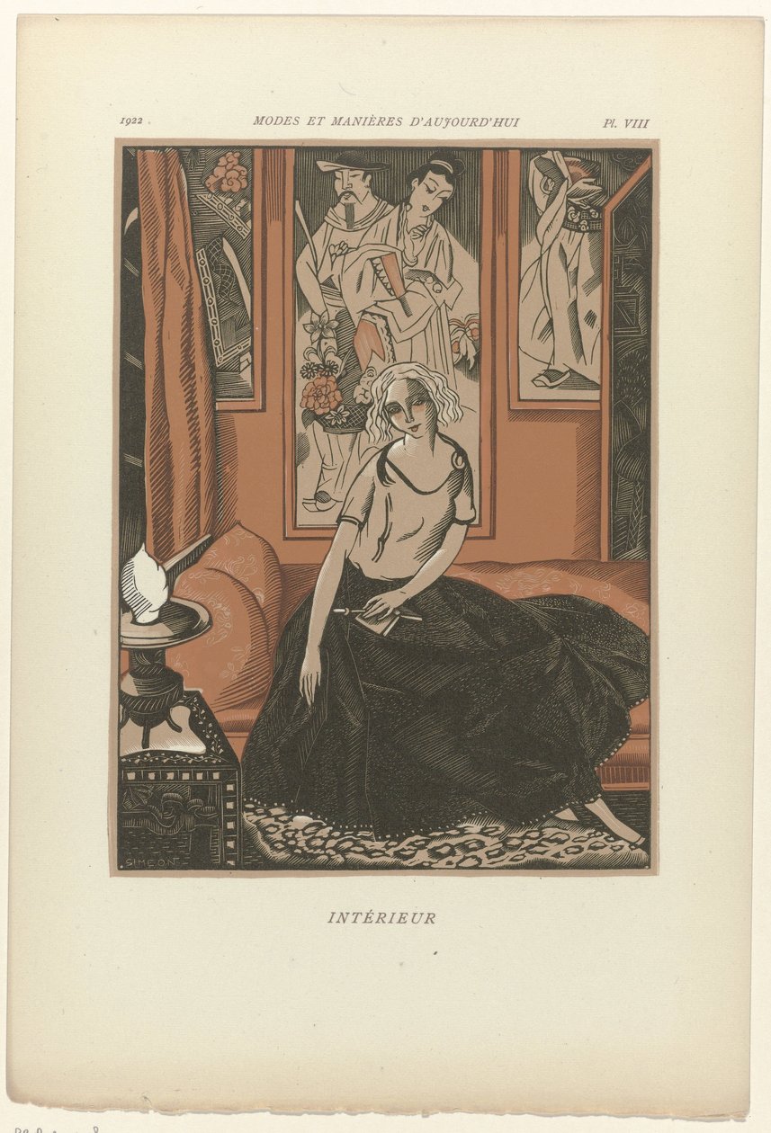 Günümüzün Moda ve Görgü Kuralları, 1922, Levha 8: İç Mekan by Fernand Siméon