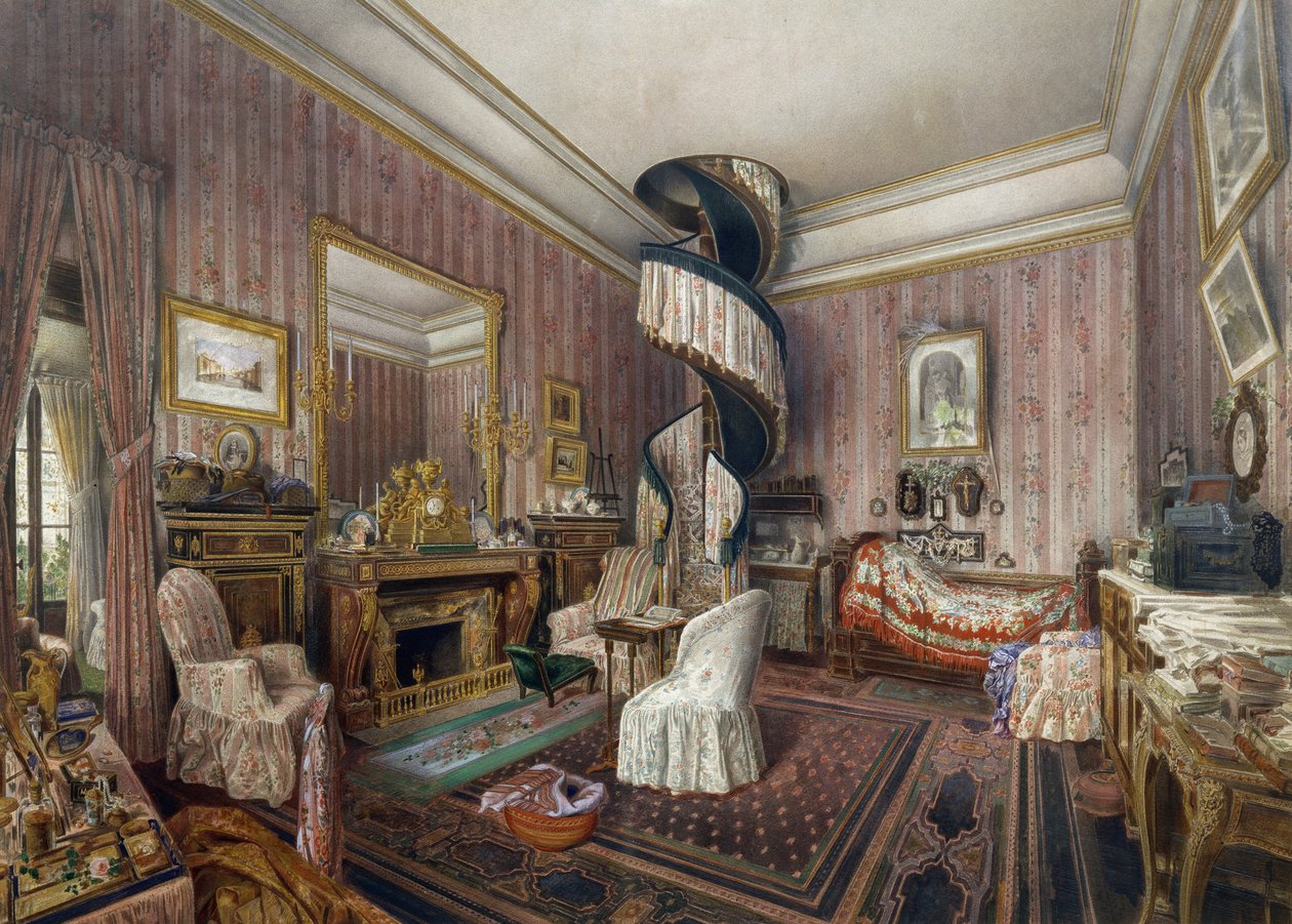 Yatak odası, sulu boya, Fernand Pelez de Cordova (1820-1899) by Fernand de Cordova Pelez