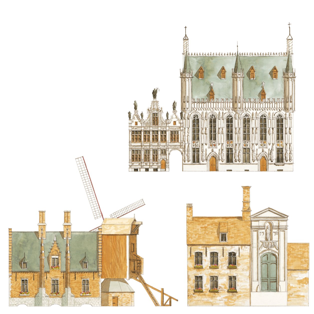 Brugge, Belçika Belediye binası ve geleneksel evler by Fernando Aznar Cenamor