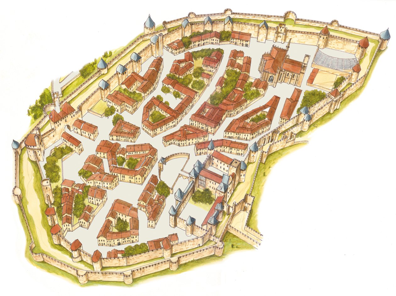 Carcassonne, Fransa Havadan görünüş by Fernando Aznar Cenamor