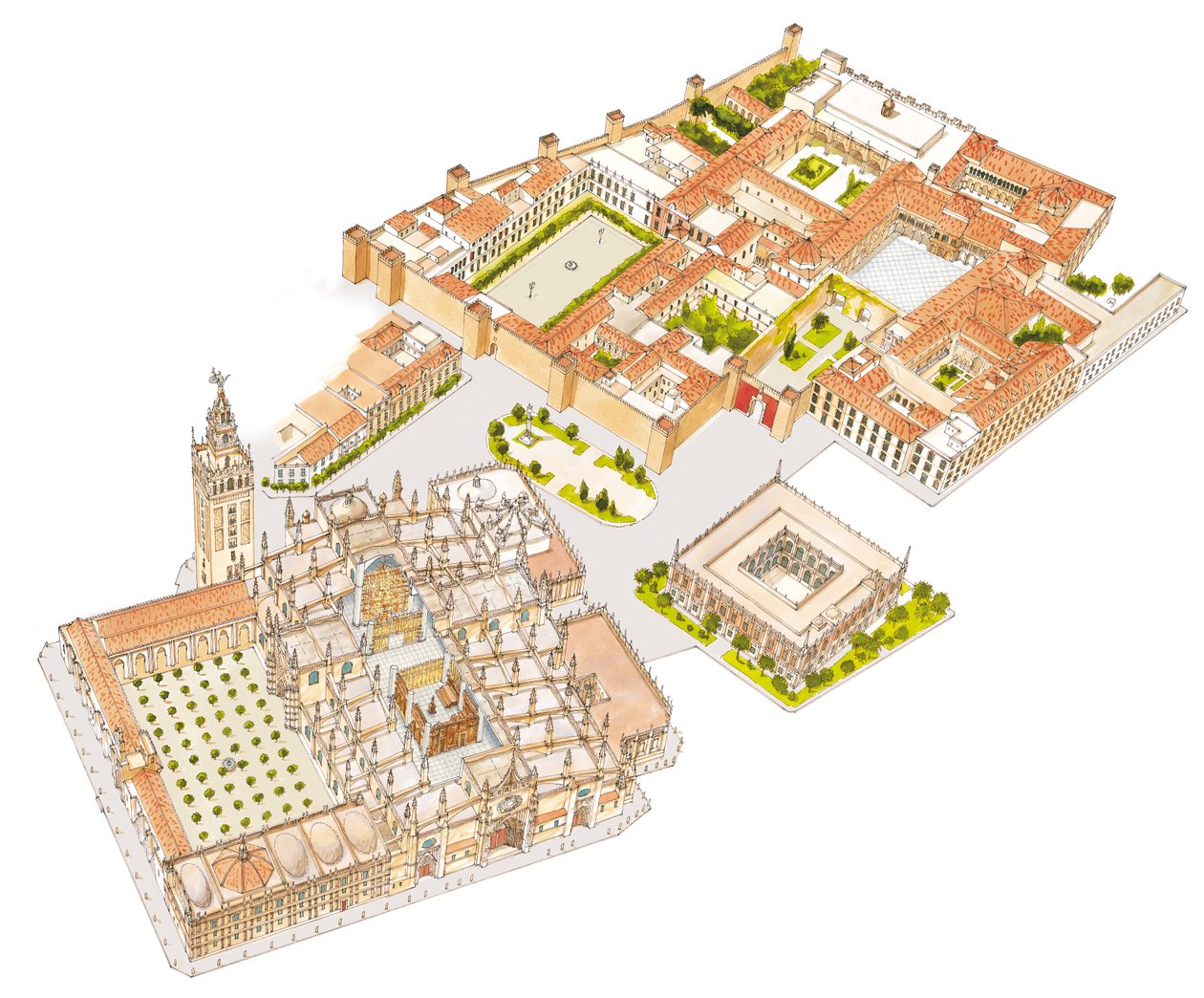 Katedral, Reales Alcazares, Archivo de Indias. Sevilla, İspanya by Fernando Aznar Cenamor