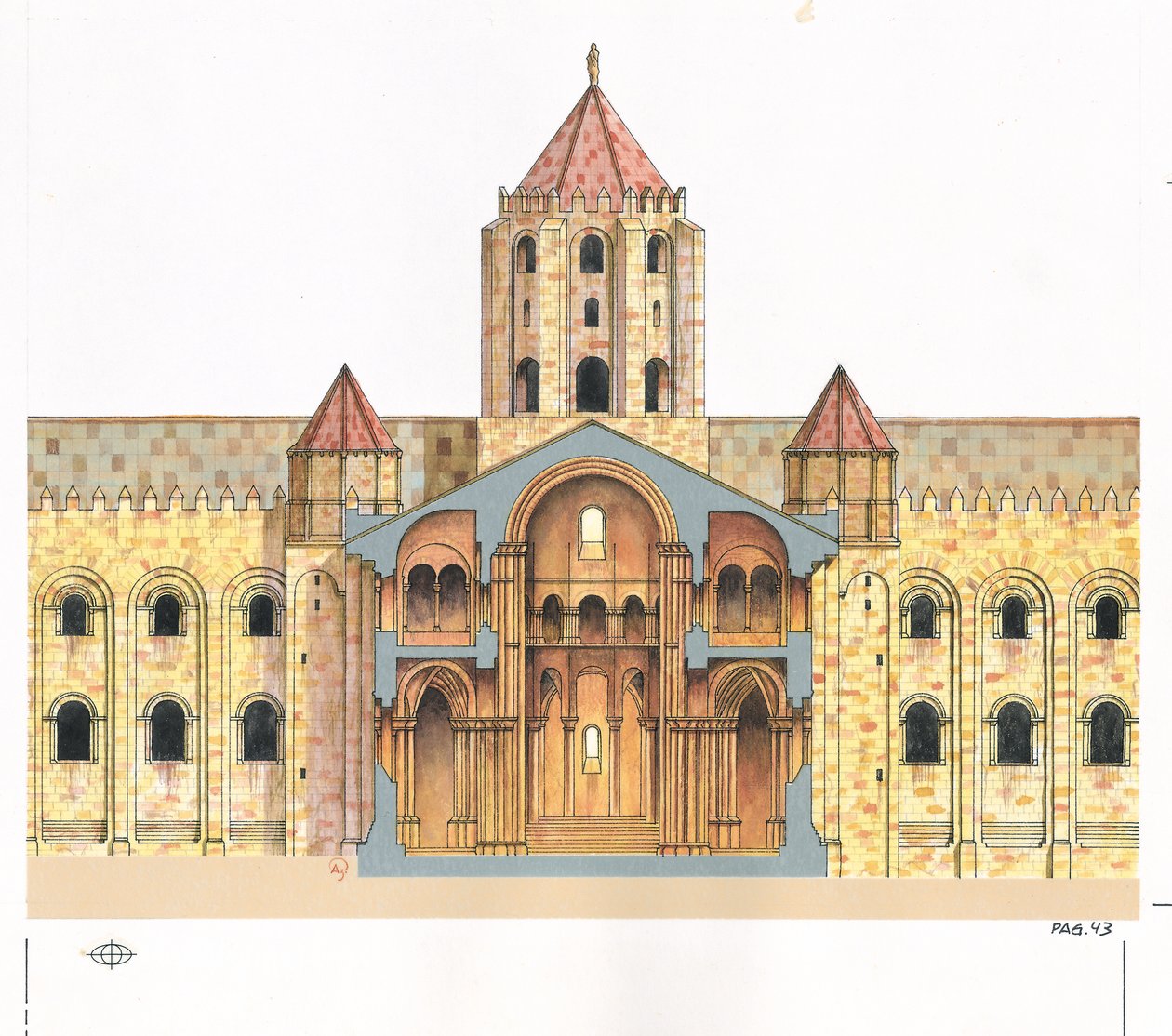 Santiago de Compostela Romanesk Katedrali. Kesit. ispanya by Fernando Aznar Cenamor