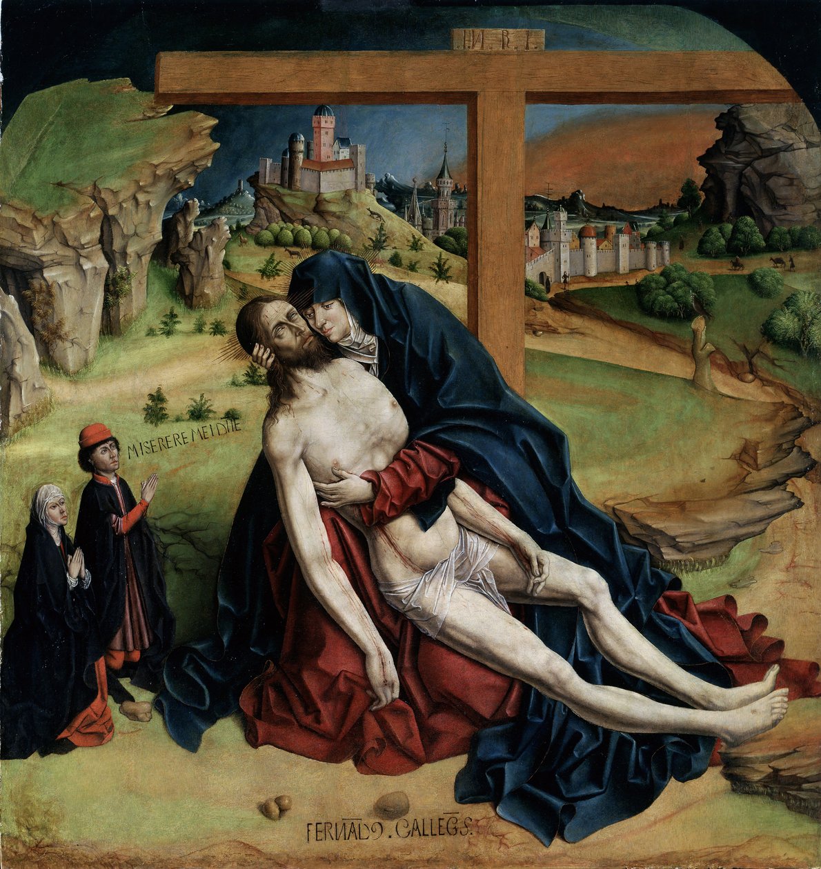 Vierge de pitie - (Pieta) Peinture de Fernando Gallego (1440-1507 versleri) 1470 Dim. 1.25x1.09 m Madrid, Musee du Prado by Fernando Gallego